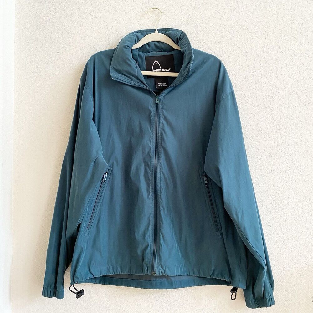 Head Mens Full Zip‎ Hooded Green Outdoor Windbreaker Jacket Large